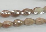 CMS88 15.5 inches 8*12mm faceted teardrop moonstone gemstone beads