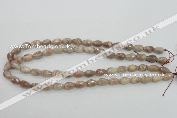 CMS88 15.5 inches 8*12mm faceted teardrop moonstone gemstone beads