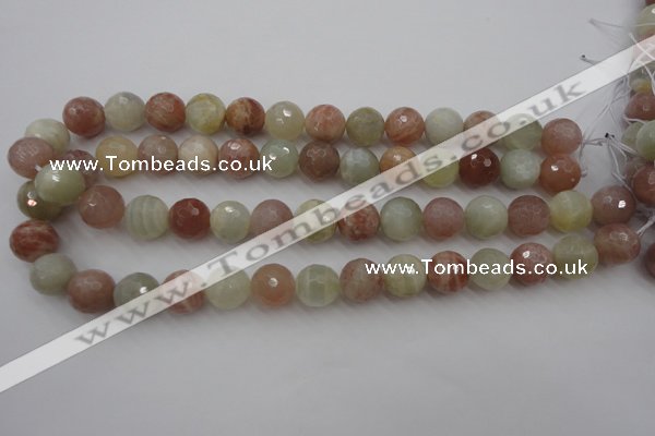 CMS882 15.5 inches 14mm faceted round moonstone gemstone beads