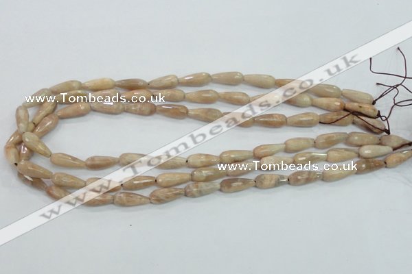 CMS90 15.5 inches 7*18mm faceted teardrop moonstone gemstone beads