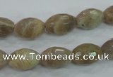 CMS92 15.5 inches 10*14mm faceted rice moonstone gemstone beads