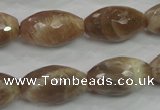 CMS93 15.5 inches 13*22mm faceted rice moonstone gemstone beads