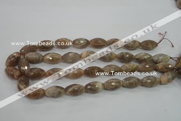 CMS93 15.5 inches 13*22mm faceted rice moonstone gemstone beads