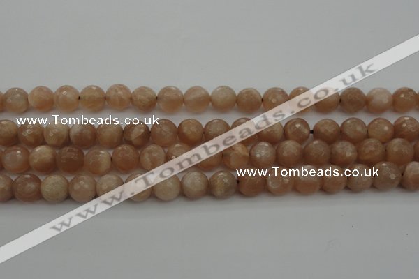 CMS942 15.5 inches 8mm faceted round A grade moonstone gemstone beads