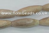 CMS95 15.5 inches 10*30mm faceted rice moonstone gemstone beads