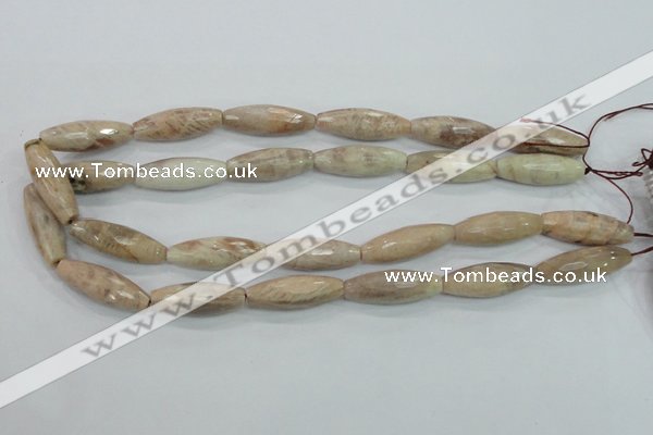 CMS95 15.5 inches 10*30mm faceted rice moonstone gemstone beads