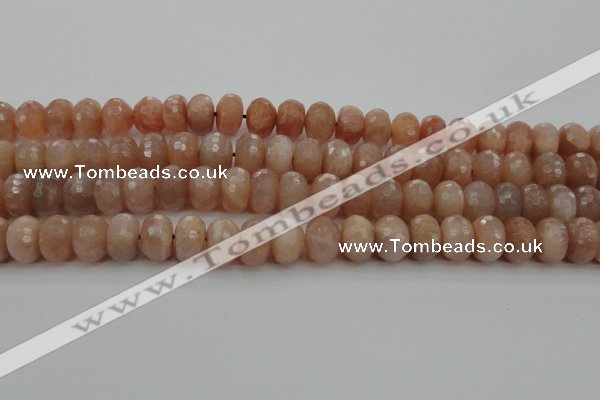 CMS951 15.5 inches 6*10mm faceted rondelle A grade moonstone beads