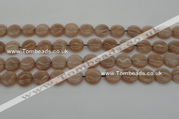 CMS958 15.5 inches 12mm flat round A grade moonstone beads