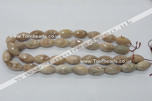 CMS96 15.5 inches 13*22mm faceted rice moonstone gemstone beads