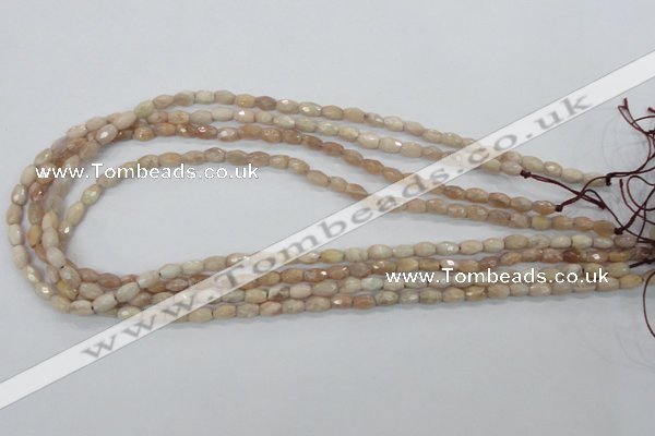 CMS99 15.5 inches 5*7mm faceted rice moonstone gemstone beads