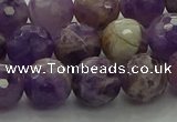 CNA1013 15.5 inches 10mm faceted round dogtooth amethyst beads