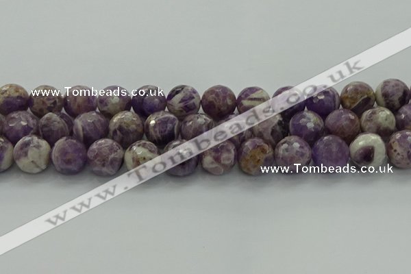 CNA1015 15.5 inches 14mm faceted round dogtooth amethyst beads