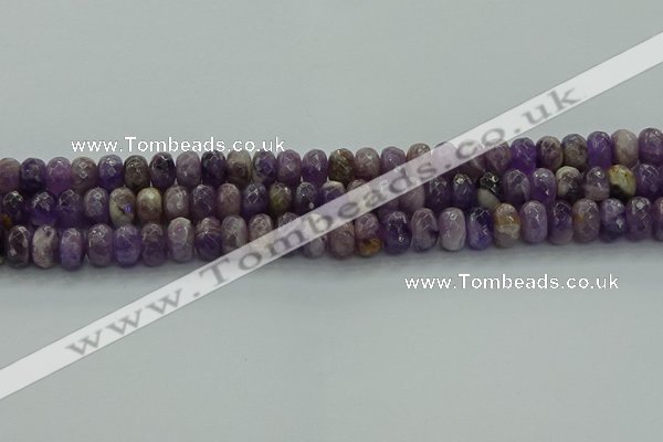 CNA1030 15.5 inches 6*10mm faceted rondelle dogtooth amethyst beads