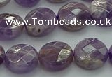 CNA1046 15.5 inches 14mm faceted coin dogtooth amethyst beads