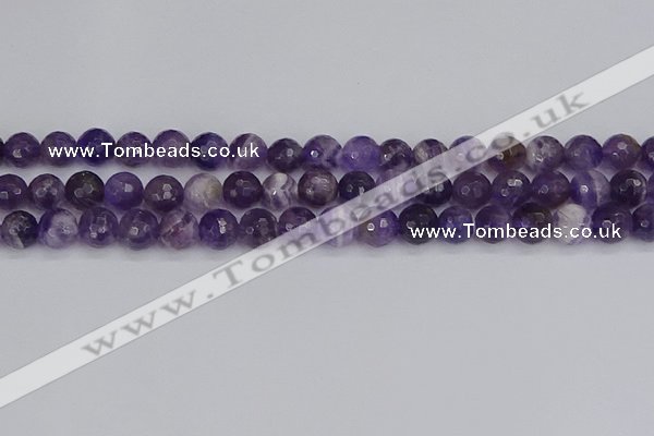 CNA1072 15.5 inches 8mm faceted round dogtooth amethyst beads