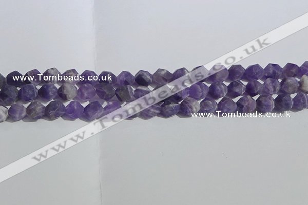 CNA1077 15.5 inches 8mm faceted nuggets matte dogtooth amethyst beads