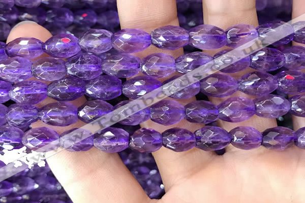 CNA1101 15.5 inches 7*10mm faceted rice amethyst gemstone beads