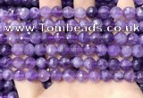 CNA1114 15.5 inches 8mm faceted round amethyst gemstone beads