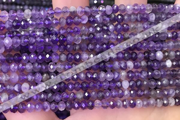 CNA1117 15.5 inches 3*4mm faceted rondelle amethyst beads wholesale