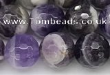 CNA1163 15.5 inches 10mm faceted round natural dogtooth amethyst beads