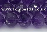 CNA1172 15.5 inches 8mm faceted round natural amethyst beads