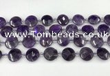 CNA1200 15.5 inches 16mm faceted coin amethyst beads wholesale