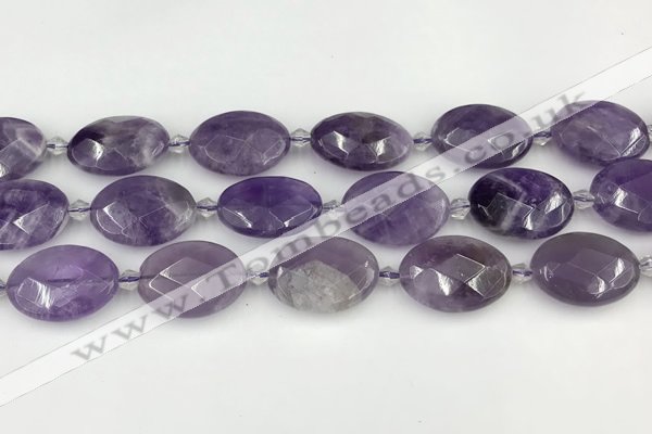 CNA1202 15.5 inches 18*25mm faceted oval amethyst beads