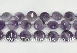 CNA1204 15.5 inches 20mm faceted coin amethyst beads wholesale