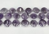 CNA1204 15.5 inches 20mm faceted coin amethyst beads wholesale