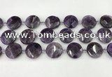 CNA1205 15.5 inches 20mm faceted coin amethyst gemstone beads