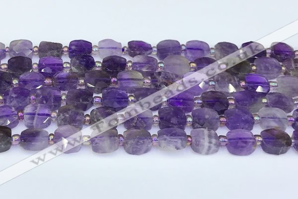 CNA1215 15.5 inches 10mm faceted square amethyst beads