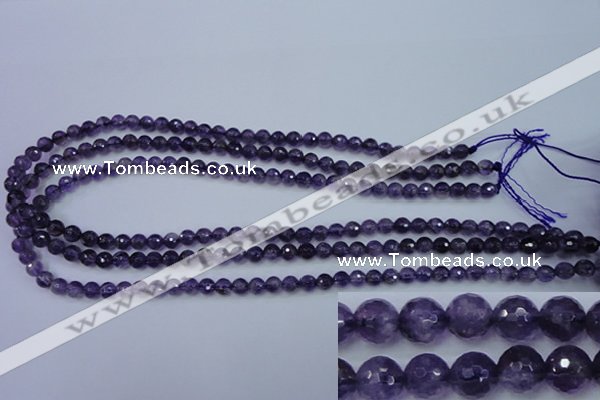 CNA251 15.5 inches 6mm faceted round natural amethyst beads