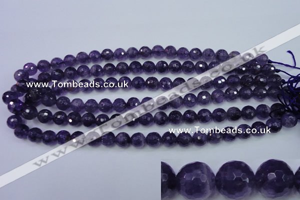 CNA253 15.5 inches 10mm faceted round natural amethyst beads