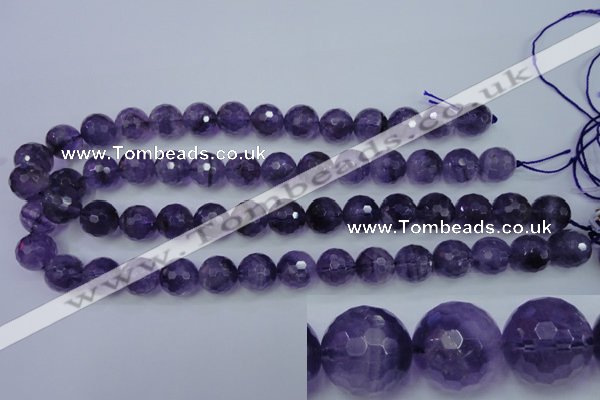 CNA255 15.5 inches 14mm faceted round natural amethyst beads