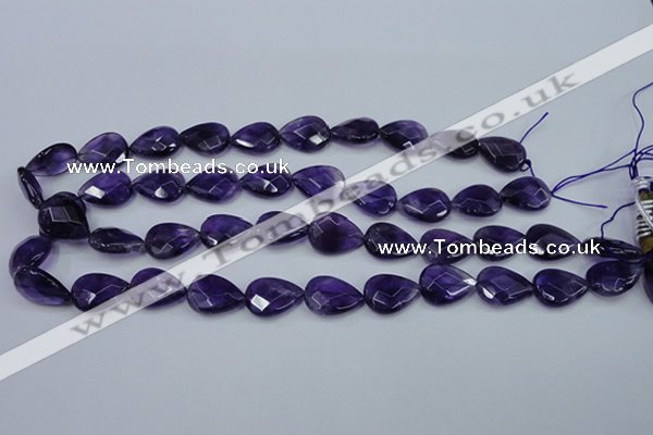 CNA262 15.5 inches 13*18mm faceted flat teardrop natural amethyst beads