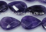 CNA264 15.5 inches 18*25mm faceted flat teardrop natural amethyst beads