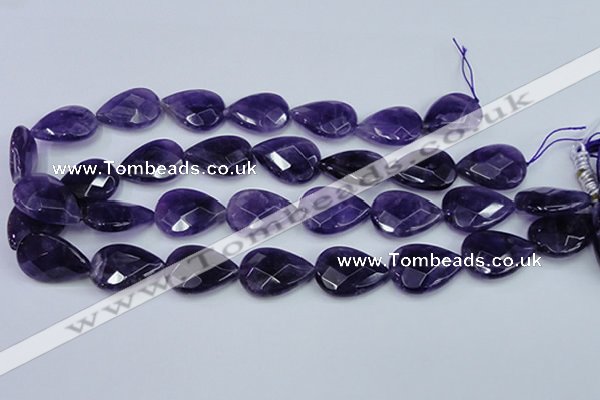 CNA264 15.5 inches 18*25mm faceted flat teardrop natural amethyst beads