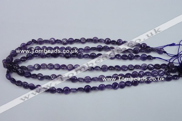 CNA266 15.5 inches 8mm flat round natural amethyst beads wholesale