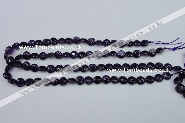 CNA267 15.5 inches 10mm flat round natural amethyst beads wholesale