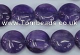 CNA270 15.5 inches 16mm flat round natural amethyst beads wholesale