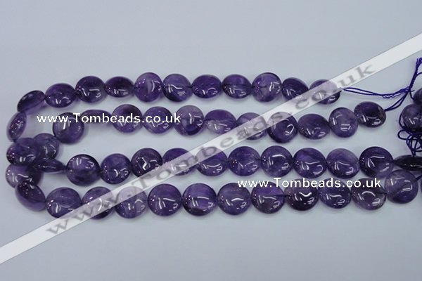 CNA270 15.5 inches 16mm flat round natural amethyst beads wholesale