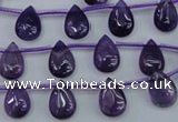 CNA288 Top-drilled 8*12mm flat teardrop natural amethyst beads