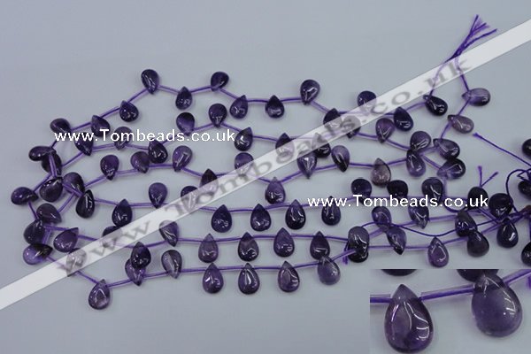 CNA288 Top-drilled 8*12mm flat teardrop natural amethyst beads