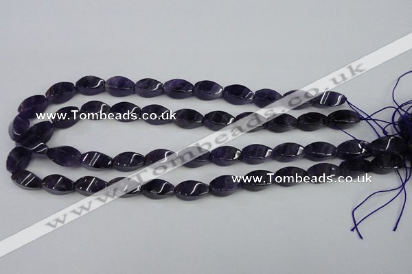 CNA291 15.5 inches 8*16mm twisted rice natural amethyst beads