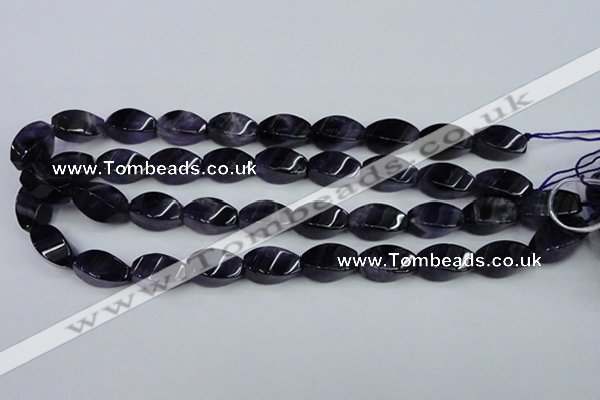 CNA293 15.5 inches 10*20mm twisted rice natural amethyst beads