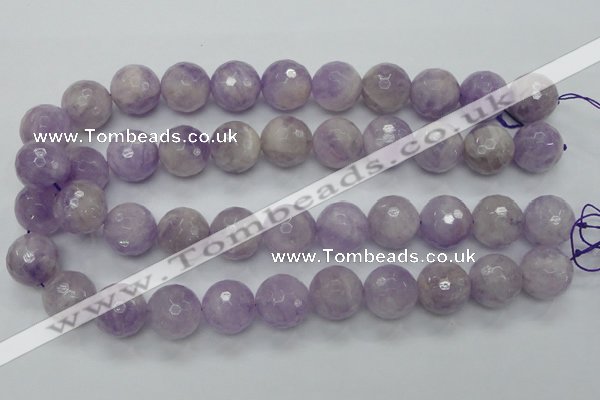 CNA314 15.5 inches 18mm faceted round natural lavender amethyst beads