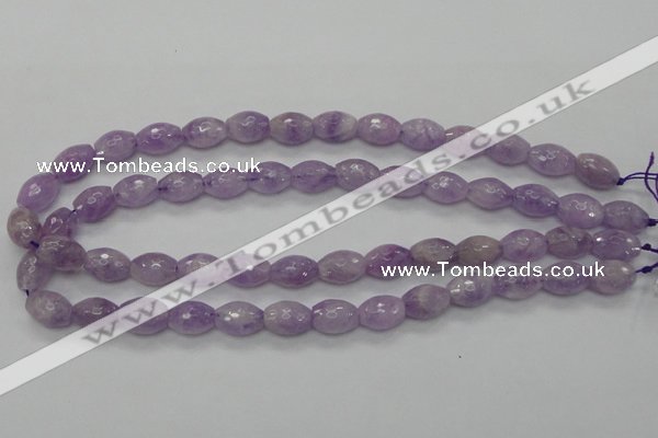 CNA315 15.5 inches 10*14mm faceted rice natural lavender amethyst beads