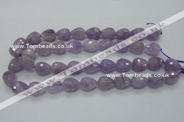 CNA319 15.5 inches 15*20mm faceted teardrop natural lavender amethyst beads