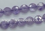 CNA321 15.5 inches 10mm faceted coin natural lavender amethyst beads