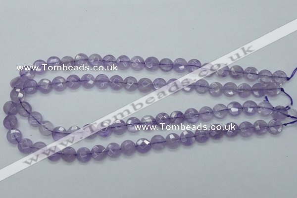 CNA321 15.5 inches 10mm faceted coin natural lavender amethyst beads